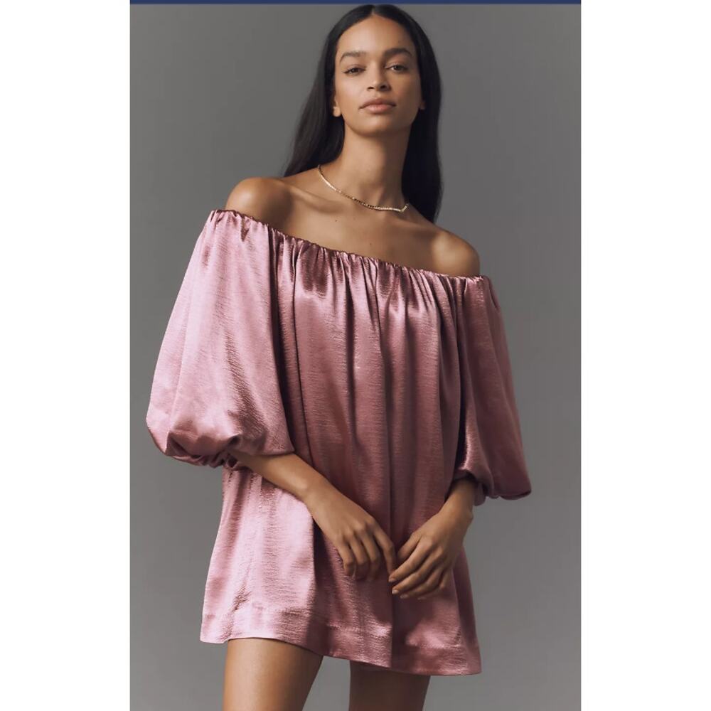 New Anthropologie Mare Mare Off-Shoulder Shine Mini Dress - Small